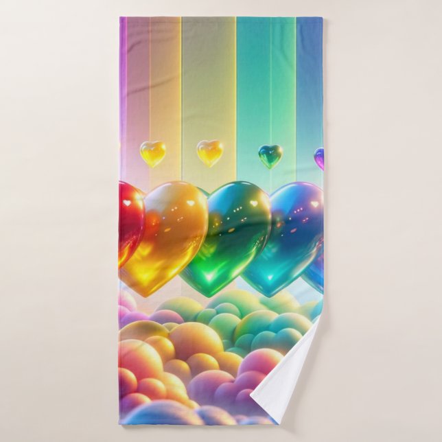 Coeurs colorés (Serviette de bain)