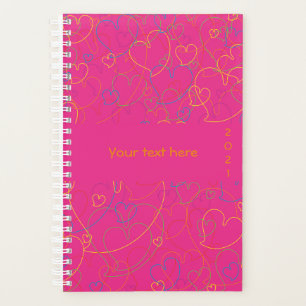 Coeurs colorés mignons Motif - Coeurs Net Rose