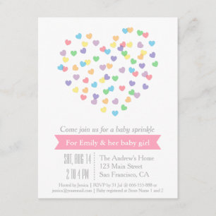 Coeurs colorés modernes Invitations de bébés saupo