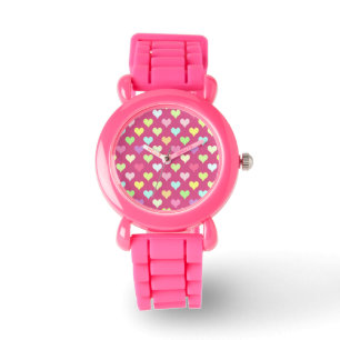 Coeurs colorés Montre fille