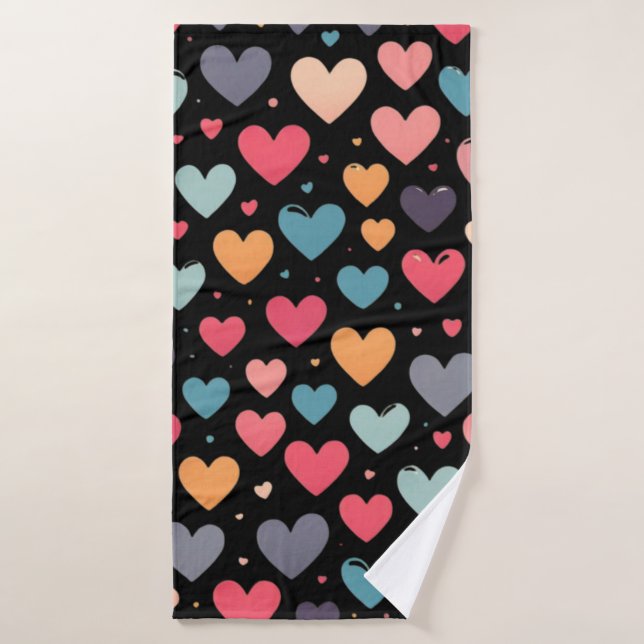 Cœurs colorés Saint-Valentin (Serviette de bain)