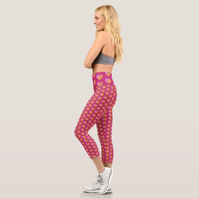 Coeurs cristaux aquarelle rose rouge leggings d'ar (Gauche)