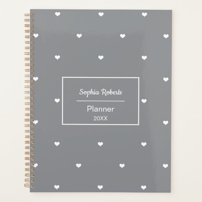 Cœurs d'amour blancs motif gris (Devant)