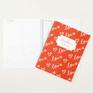 Coeurs d'amour cool en rouge avec Monogramme