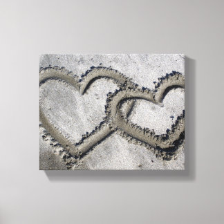 Coeurs d'amour du sable toile enveloppée