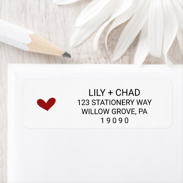 Coeurs d'amour | Étiquette Mariage rouge (En situation)