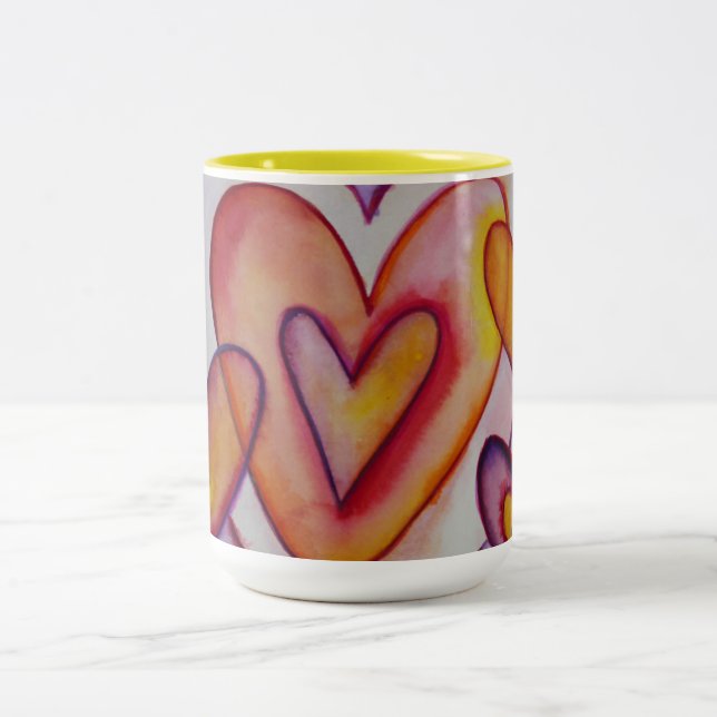 Coeurs d'amour intervertissants Mugs de café perso (Centre)