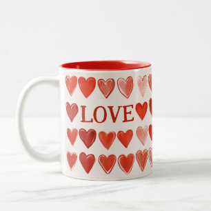 Coeurs d'amour Mug à deux tons