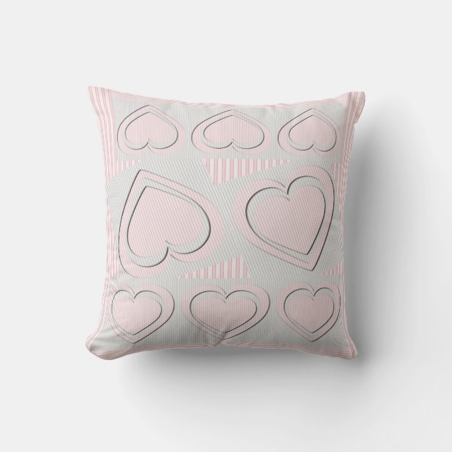 Coeurs d'amour rose - Coussin (Recto)