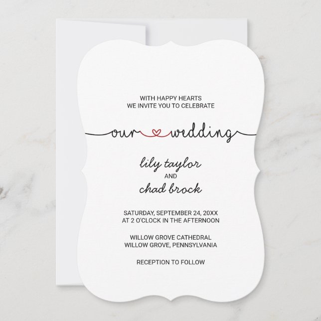 Coeurs d'amour rouge Notre Faire-part de mariage (Devant)