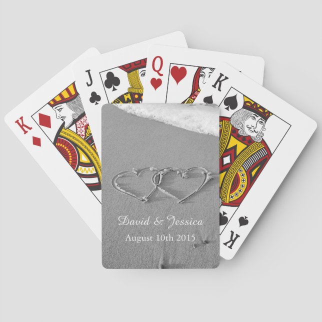 Cœurs d'amour sur une plage dans un jeu de cartes  (dos)