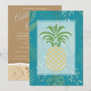 Coeurs d'ananas tropicaux Invitations de mariage