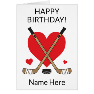 Coeurs d'anniversaire de hockey personnalisés Bâto