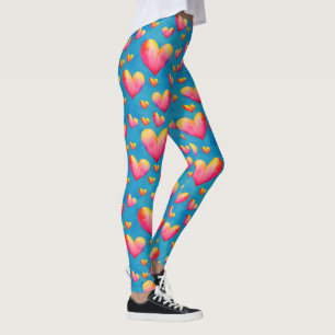 Coeurs d'aquarelle multicolores Leggings