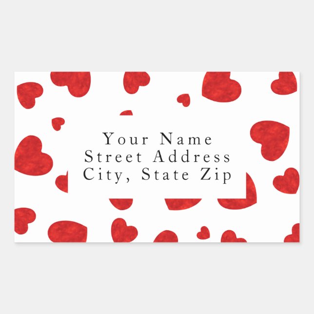Coeurs d'aquarelle rouge Motif 2 Étiquettes (Devant)