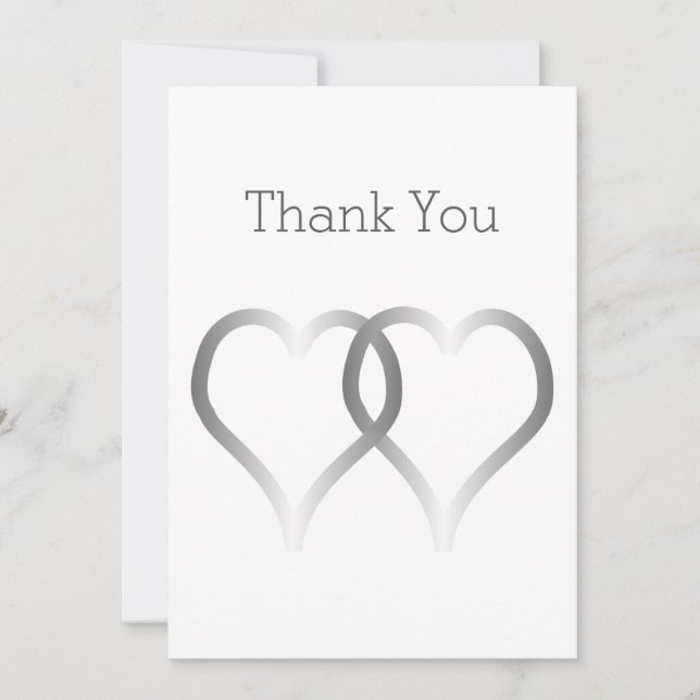 Coeurs d'argent Carte de remerciements mariage (Devant)