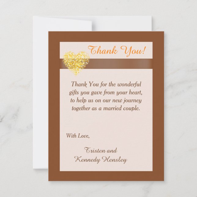 Coeurs d'automne 4x5 Carte de remerciements Mariag (Devant)