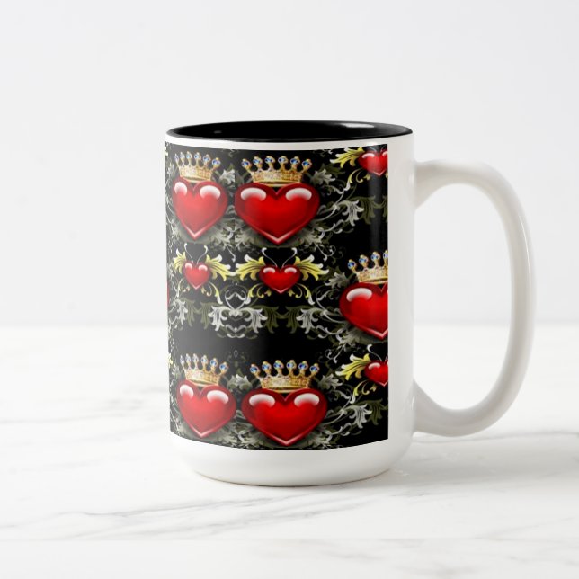 Coeurs de bijoux de la Couronne Motif de café Mug (Droit)