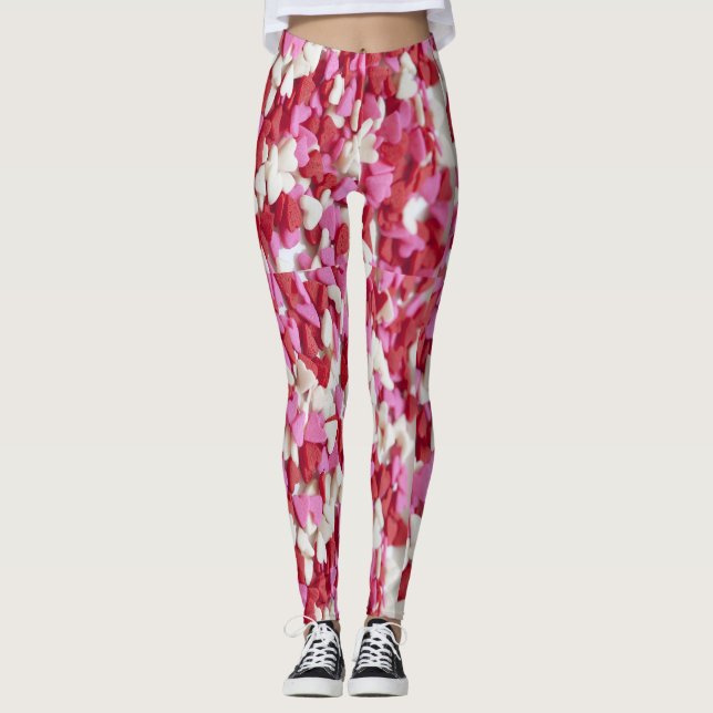 Coeurs de bonbons Valentines Jour Leggings (Devant)