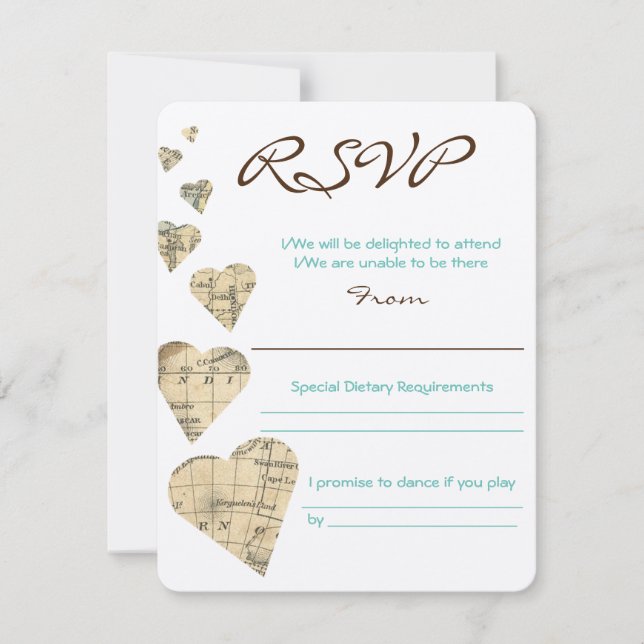 Coeurs de carte vintage RSVP (Devant)