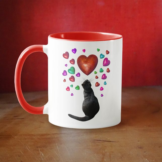 Coeurs de chat noir Valentine Mug (Créateur téléchargé)