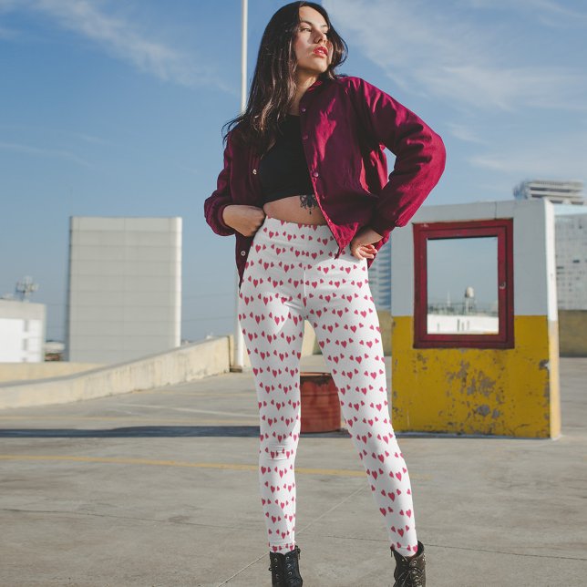 Coeurs de conversation Leggings (Cute red hearts leggings with white background)
