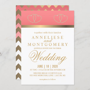 Coeurs de corail et d'or - invitation