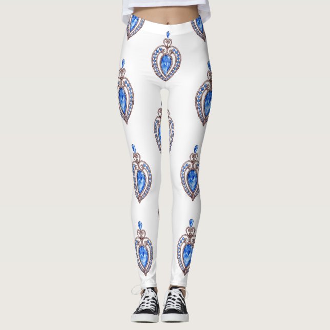 Coeurs de diamant bleu Leggings (Devant)