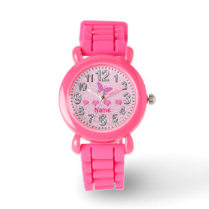 Coeurs de filles et montres de papillon