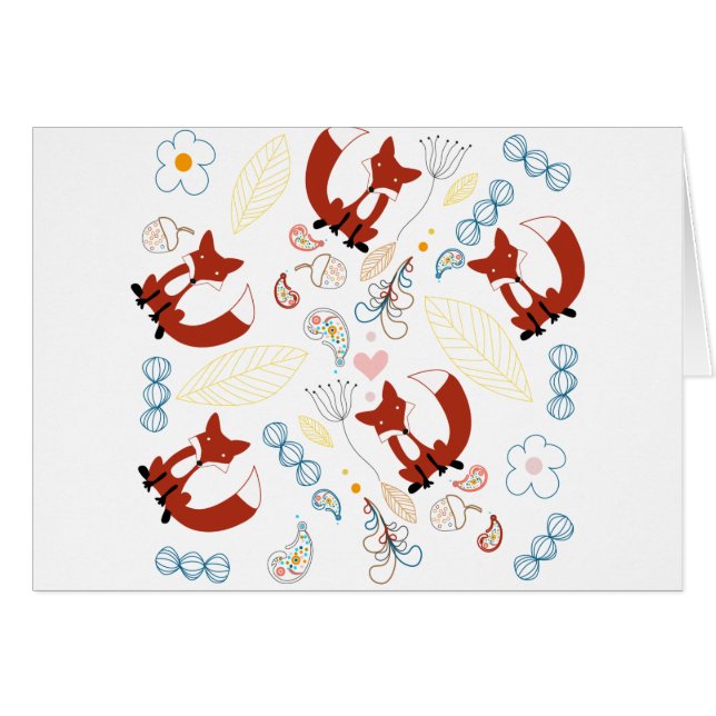 Coeurs de Fox mignonne tirant à la main en bleu ja (Devant Horizontal)