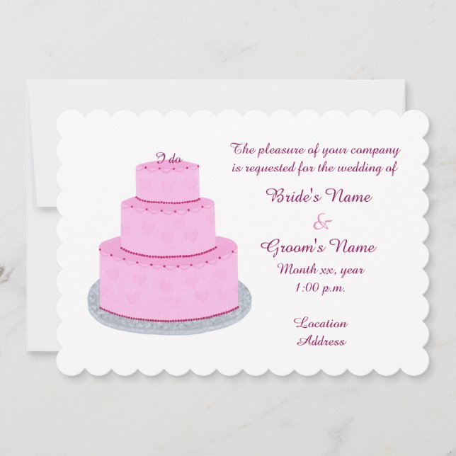 Coeurs de gâteaux roses Invitations de mariage per (Devant)