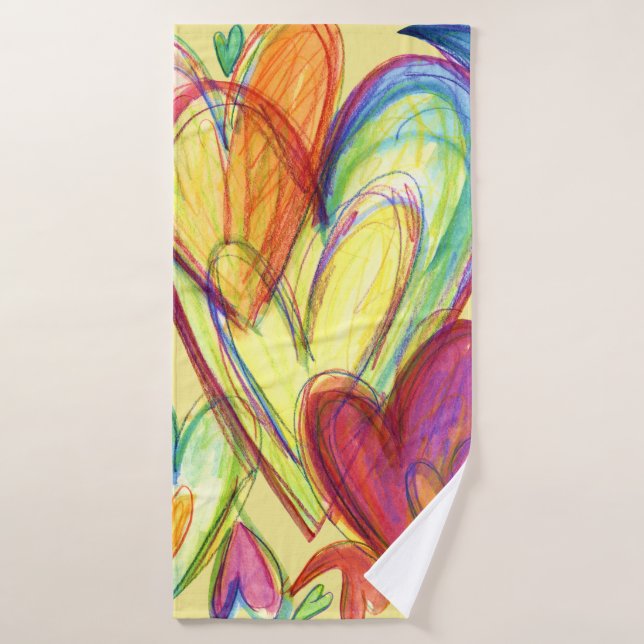 Coeurs de guérison Jaune Serviette d'art (Serviette de bain)