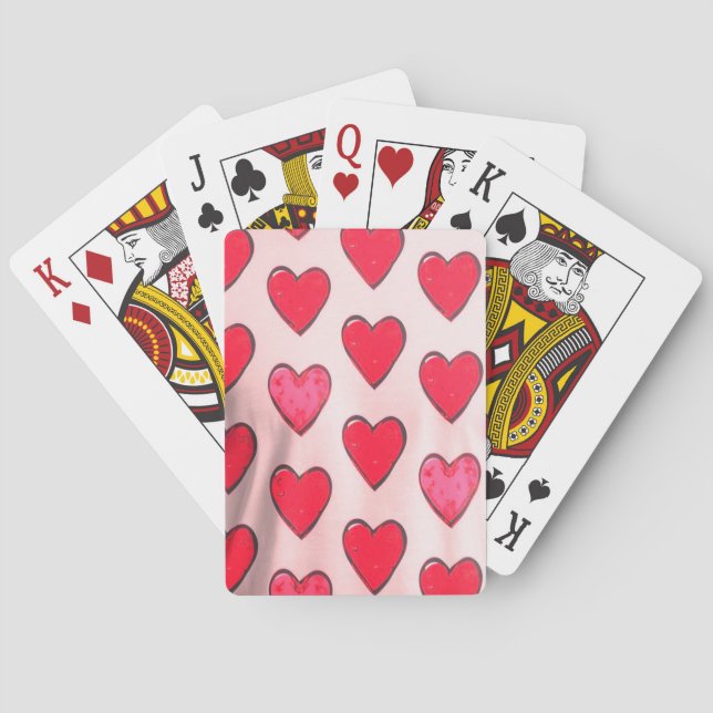 Cœurs de la Saint-Valentin sur un jeu de cartes à  (dos)