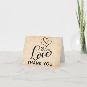 Cœurs de l'amour vintage Merci Marron Grunge