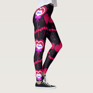 Coeurs de Lollipop rose sur Leggings noirs