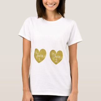 Coeurs de maternité de feuille d'or de T-shirt de