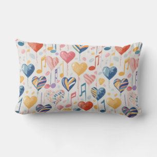 Coeurs de musique lancer oreiller