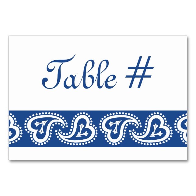 Coeurs de paisley doux dans la carte de table bleu (Devant)
