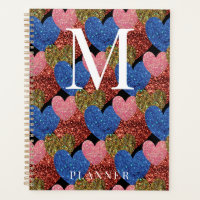 Coeurs de parties scintillant Monogramme de glam m