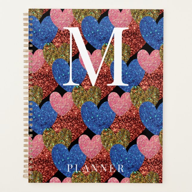 Coeurs de parties scintillant Monogramme de glam m (Devant)