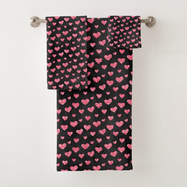 Coeurs de Parties scintillant rose sur Motif Black (En situation)
