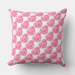 Coeurs de patchwork oreiller blanc