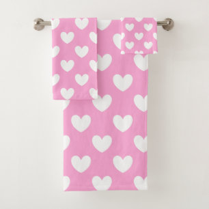 Coeurs de polka blanc sur Cotton Candy rose