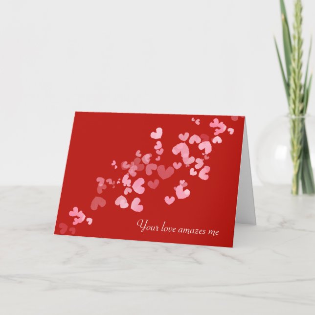 Coeurs de Saint-Valentin flottants sur carte rouge (Devant)