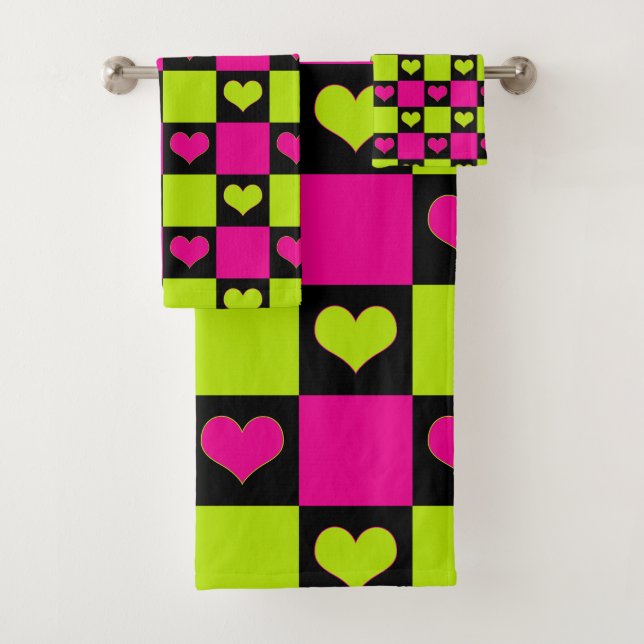 Coeurs de tableau de bord - Vert citron, rose chau (En situation)