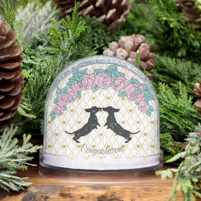 Cœurs de teckel Roses Félicitations  (Hiver)