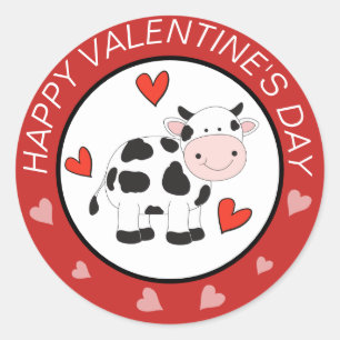 Coeurs de vache Valentines autocollants
