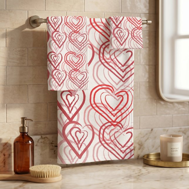 Cœurs Doodle Dessinés à la Main Rose Rouge Motif R (Créateur téléchargé)