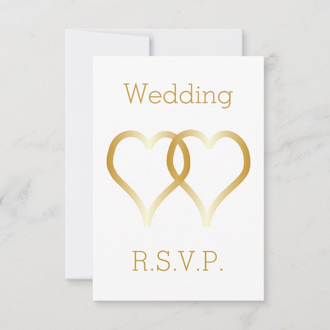 Coeurs d'or de la carte RSVP de mariage (Devant)