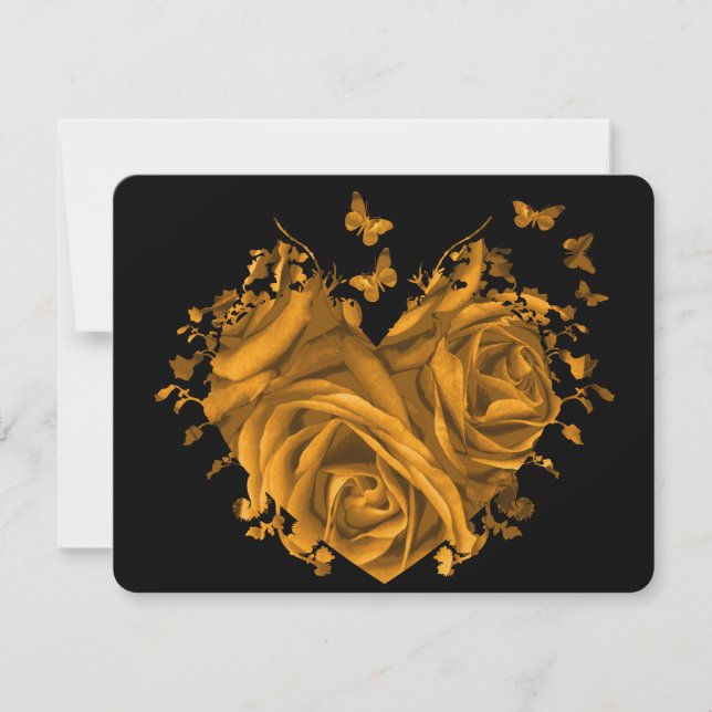 Cœurs d'Or Roses et Papillons RSVP (Devant)